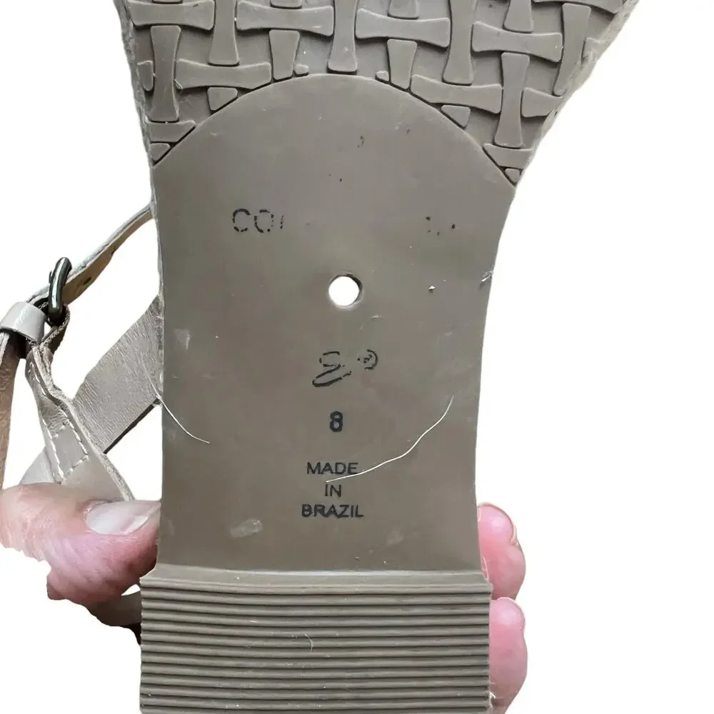Corso Como Women's Cape Wedge Size 8 Sandal Leather Ankle Strap Espadrille